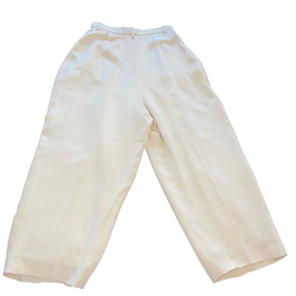 Omo Norma Kamali Vintage Womens Trousers Size 8 Cream Cropped Pleated High Rise - Picture 11 of 16